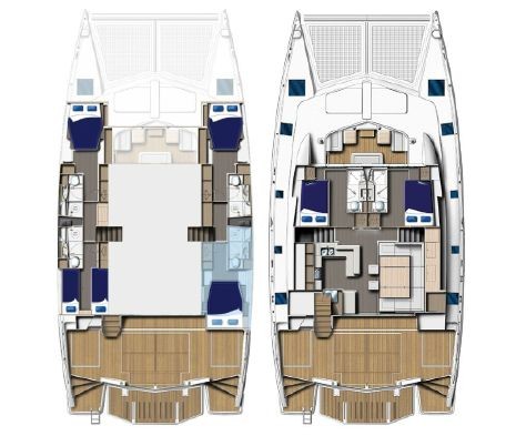 Used Sail Catamaran for Sale 2014 Leopard 58 Layout & Accommodations